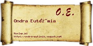 Ondra Eutímia névjegykártya